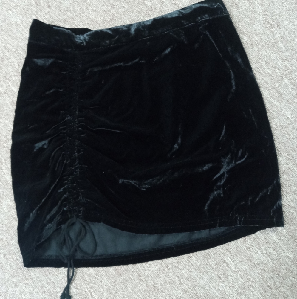Free People Black Velvet Mini Skirt